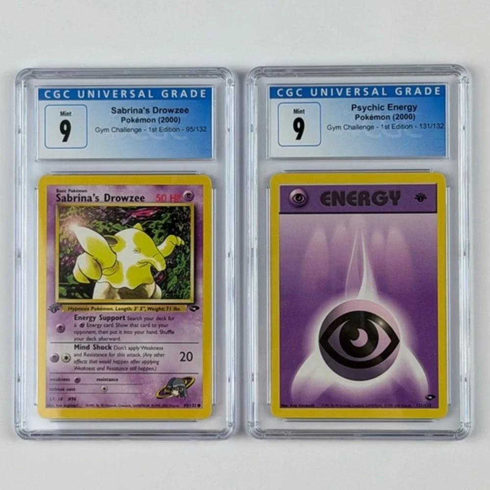 Sabrina's Drowzee 95/132 + Psychic Energy 1st Ed. CGC 9 Pokemon Gym Challenge
